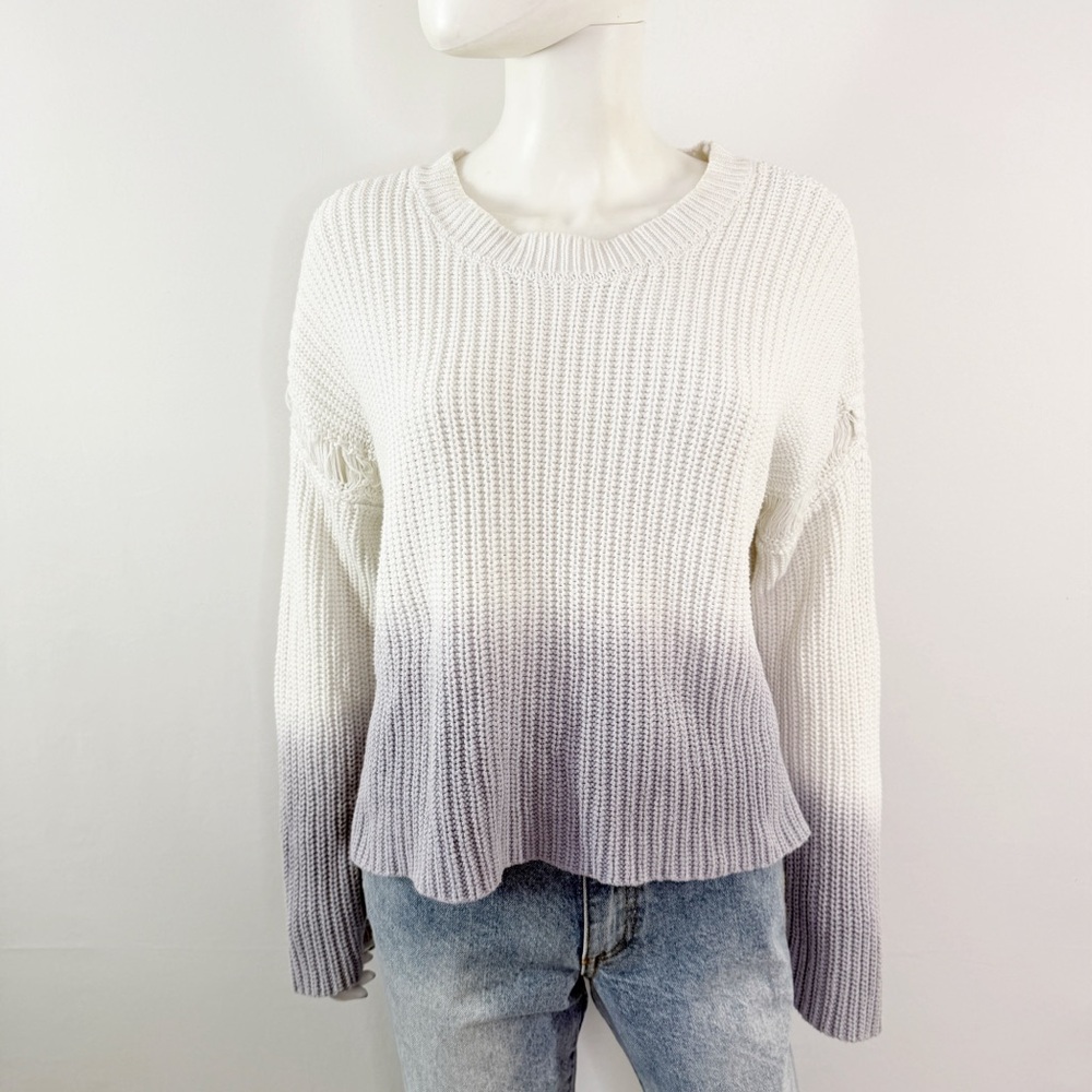 Berenice Paris Purple Dip Dye Distressed Knit Sweater Size S Long Sleeve Casual